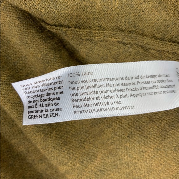 EILEEN FISHER Long Sleeve Tunic Light Weight Sweater Round Neck Moss Gold Green - Picture 8 of 9